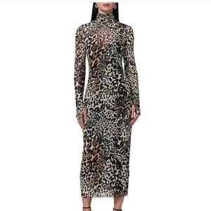 Leopard Print Long Sleeve Dress